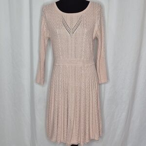 Calvin Klein Fit & Flare Cable Knit Sweater Dress - Size L